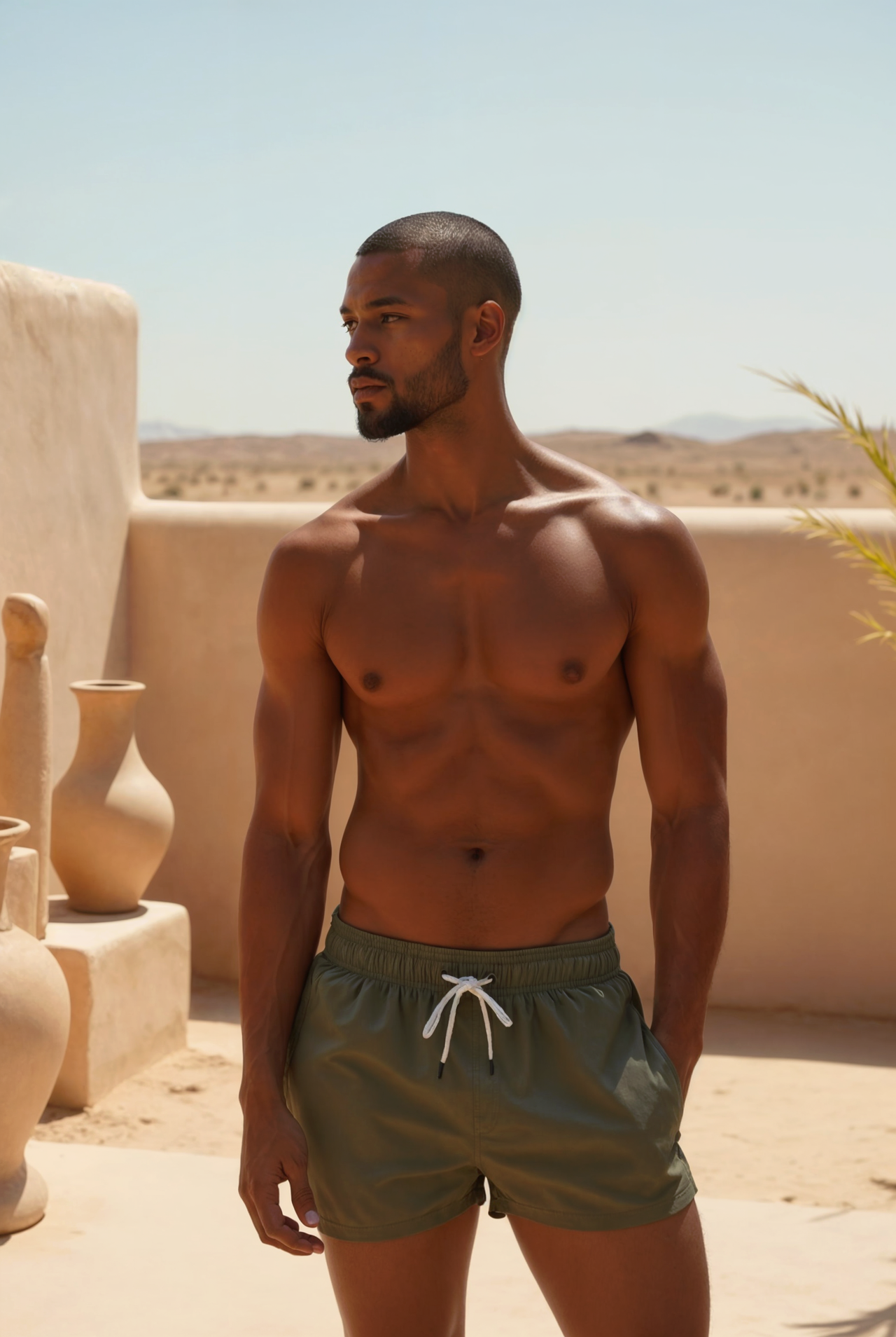 Sahara Green Swim Trunks